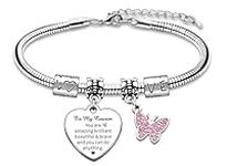 AMZQ Cousin Gifts Inspirational Charm Pink Butterfly Bracelet Gift Cousin Christmas Birthday Gift You Are Amazing Brilliant Beautiful & Brave And You Can Do Anything