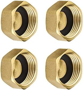 EMSea 4pcs 3/4" Brass Washing Machine Blanking Cap Nut & Washer Brass Hose Connectors