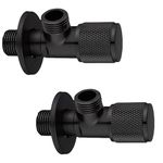 Carnival Matte Black Angle Cock/Matte Black Angle Valve For Geyser, Washbasin and Bathroom With Wall Flange | Angular Stop Cock Tap Faucet | Premium Matte Finish (Pack of 2) (2, Matte Black)