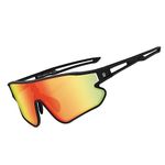 DUCO Polarized Sunglasses Baseball Sun Glasses for Men Women Lightweight TR90 Frame UV400 Sports Cycling Shades (Black Frame Black Temple Revo Orange Lens)