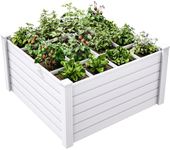 YITAHOME 48x48x24 in Plastic Raised Garden Bed with Growth Grid, Large Outdoor Vinyl Planter Box for Plants, Vegetables, and Flowers, Easy Installation, White