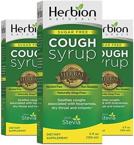 HERBION Naturals Sugar Free Cough Syrup with Stevia, Relieves Cough and Soothes Sore Throat, Optimizes Immune, for Bronchial & Lung Function - 5 Fl Oz (Pack of 3)