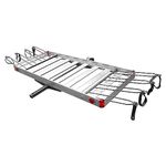 Tow Tuff 500 Pound Load Capacity Heavy Duty 2 in 1 Aluminum Adjustable Automotive Hitch Cargo Carrier with Luggage and Bike Rack, Silver