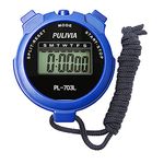 PULIVIA Sports Stopwatch Timer Lap Split Digital Stopwatch with Clock Calendar Alarm, Large Display Shockproof Stopwatch for Coaches Swimming Running Sports Training, Blue (PL-703L)