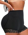 Butt Lifter Hip Enhancer Pads Underwear Shapewear Lace Padded Control Panties Shaper Booty Fake Pad Briefs Boyshorts, Black, Medium