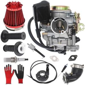 Banway GY6 50CC Carburetor,PD18J 18mm Carburetor For 4 Stroke Moped Engine GY6 49cc 50cc 80cc 139QMB 139QMA Carburetor for Taotao Kymco Scooter with Fuel Filter Intake Manifold Throttle Grips