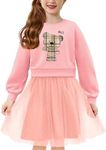 Arshiner Toddler Long Sleeve Dress Patchwork Tulle Tutu Girls Birthday Party Dresses Light Coral Clothes 4t Dresses for Toddler Girls