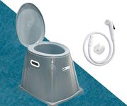 Veayva Plastic Portable Indian Toilet To Western Convertor | Toilet Stool | Western Toilet With Added Hand Shower Kit (Mettalic Grey)