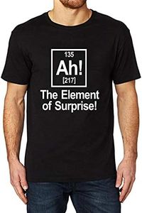 Lyprerazy Men's Ah Element of Surprise Science Funny Printed T-Shirt (Black,XXL)