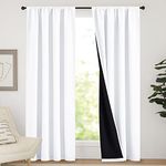 NICETOWN White Blackout Curtains - Noise Reduction & Energy Smart Drapery Panels Thermal Insulated Rod Pocket Window Dressing for Guest Room/Bedroom/Kids Room (Pure White, 52 x 84 inch)