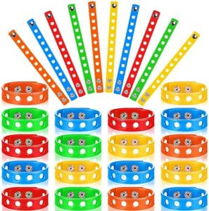 Aoriher 60 Pieces Charm Silicone Bracelet Adjustable Cute Silicone Wristbands Colorful Kids Charm Bracelet for Girls Boys Birthday Party Present, No Charms Included (Red, Orange, Yellow, Green, Blue),