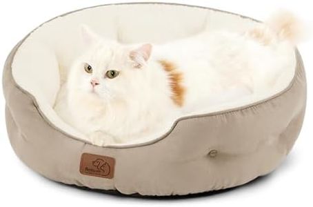 Bedsure Lit Lavable pour Chats - Canapé Antidérapant d'Intérieur, Rond Chameau 51x48x15cm