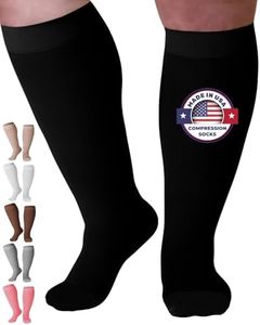 Mojo Compression Socks 3XL Plus Size Support Hose, 20-30mmHg, Unisex, Wide Calf, Opaque Design, Made in USA - Alleviates Chronic Venous Insufficiency, Spider Veins