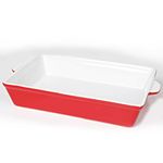 Ceramic Baking Dish with Handles,Lasagna Pan Deep Large Serving Bakeware fo Cooking. Freezer Safe (Red)