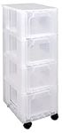 Really Useful Plastic Storage Box Slimline Storage Tower 4x6 Litre Clear Frame with Drawers