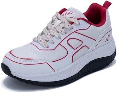 AOV Womens Walking Shoes with Arch Support Plantar Fasciitis Sneakers Gym Tennis for Foot and Heel Pain Relief, Whitered, 10.5