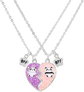 2-3Pcs Cute Magnetic Half Broken Heart Koala Panda Engraved Pendant Best Friend Necklace for Women Men Lovely Love Heart Necklace Friendship Couple Forever Jewelry, Metal, metal