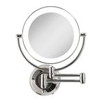 Zadro 11" LED Wall Mounted Makeup Mirror 10X/1X Shaving Mirror Cordless or Battery Operated Vanity Mirrors for Wall (Large | 10X/1X | 11" x 14.5", Chrome)