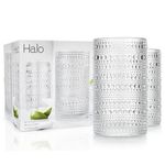 Glaver's Hobnail Drinking Glasses, Set of 4 Clear Vintage Beaded Glass Cups, 15 Oz. Cocktail Drinking Glassware Set, For Water Juice, Smoothies. Home, Dinner, Bar uses.