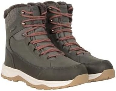Mountain Warehouse Tundra Womens Waterproof Snow Boots - IsoDry, Isotherm Thermal Tested -20°C, Thinsulate Lining - Best for Winter Skiing, Sports, Walking, Khaki, 7 US