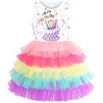 Sunny Fashion Girls Dress Birthday Princess Rainbow Cake Balloon, 8 Years, Rainbow Color