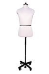 GKT ® Male Dress Form With Wheel Base - Premium Store Display Mannequin Dummy Model Hanger Stand (Large 40, White)