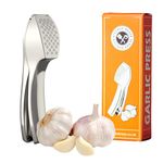 Kitchen Kraze © Premium Stainless Steel Garlic Press with Gift Box - Effortless Garlic Crusher for Cooking Lovers, Dishwasher Safe, Easy to Clean, No Peel Needed, Crushes Multiple Cloves.