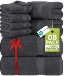 Utopia Towels 8 Piece Towel Set - 2 Bath Towels, 2 Hand Towels and 4 Washcloths Cotton Hotel Quality Super Soft and Highly Absorbent (Gray)