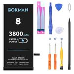 bokman for iPhone 8 Battery Replacement, High Capacity Li-ion Polymer Battery 3800mAh with All Tool Kits and Adhesive Strips