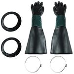 ATPEAM Sandblasting Gloves 23.6" Rubber Sandblaster Gloves Kit with Sandblasting Gloves Holder for Sandblast Cabinets