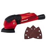 Einhell TC-DS 19 190 W Detail Sander | 190W Triangular Orbital Sander For Wood With Dust Extraction | Finishing Delta Sander With 3 x Sanding Sheets,Red