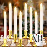 YAUNGEL Flameless Candles, 8 Pack LED Battery Operated Window Candles with Remote Timer Electric Candle Lights with Removable Holders Suction Cups for Home Christmas Decorations