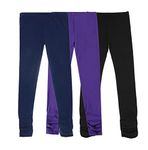 BIENZOE Stretch Girls Legging for School: Kid Toddler Yoga Dance Cotton Tights 3pcs Set Black/Purple/Navy Size 10(9-10 Years)