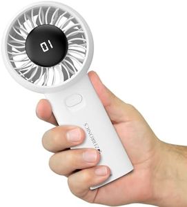 Zebronics Heat Buster 200, Portable Hand Fan, Upto 12h Backup, 3600mAh Rechargeable Battery, 5 Speed Modes, Upto 5.9m/s Airflow, LED Display, for Travel, Makeup, Office, Home (White)