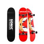 Sakar Sonic The Hedgehog Knuckles Skateboard with Printed Graphic Grip Tape. Great for Kids and Teens Cruiser Skateboard with ABEC 5 Bearings, Durable Deck, Smooth Wheels