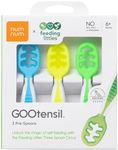 Feeding Littles x NumNum GOOtensil Pre-Spoons | Baby Spoon Set (Stage 1 + Stage 2) | BPA Free Silicone Self Feeding Toddler Utensils | for Kids Ages 6 Months+, 3 Spoons, Neons
