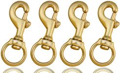 Faneta 3-1/4 Inch Heavy Duty Solid Brass Swivel Bolt Snap Hooks 7/8 Inch Swivel Eye Single Ended Scuba Diving Clips Keychain Holder for Dog Collar, Pet Leash, Flag Halyard and More (4 Pieces)