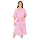 Rangoli Noble Cotton Microfibre Bathrobes For Women, 400 GSM | Ultra-soft, Lightweight & Highly Absorbent Luxurious Bath Gown/Bath Robe| pink, M
