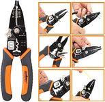 HORUSDY 6-in-1 Wire Stripping Crimper Tool, 8-Inch Wire Strippers Electrical for Wire Loop in Wire/Stripping/Crimping/Cutting/Iron Wire Cutting and Double Strand Wire Cutting