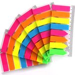 FANDAMEI 6 Packs Index Tabs - 960 Pcs PET Colorful Translucent Rectangle and Arrow Sticky Notes Flags, Sticky Page Markers with 12 cm Measurement Used as Reading Label Bookmarks