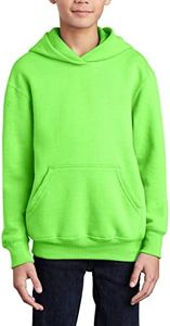 JustBlanks Youth Hoodies for Boys Girls Fleece Sweatshirt Children Pull on Hoody sweatshirt Youth Hooded Sweatshirt - Neon Green - L