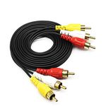 red Yellow White Cable RCA to RCA AV Camcorder Video Cable,Male to Male Stereo Audio AUX Cable for Smartphones,MP3, Speakers,Home Theater QiCheng&LYS (3RCA to 3RCA 3m)