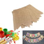 30Pcs Burlap Cotton Swallow Tail Flag Bunting Banner Flag Garland for Wedding Christmas Nursery Birthday Party Decoration Supply (30Pcs Swallow-Tailed Burlap Banners)