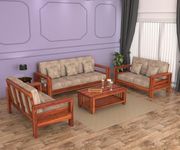 NATRAJ ART & CRAFT Sheesham Wood 7 Seater Sofa Set for Living Room Wooden Sofa Set for Living Room Furniture (3+2+2, Natural Teak Finish), 6- to 7-Person Sofa