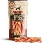 Bully Bunches All Natural Braided 6 Inch Bully Sticks – Odour Free, Rawhide Free, Chemical Free – Safe, Long Lasting Thick Beef Dog Chew Gnaws – Fully Digestible Treat for Small and Medium Dogs, 5 Pk