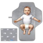 PHOEBUS BABY Portable Changing Mat Travel - Waterproof Compact Diaper Changing Pad with Built-in Pillow - Lightweight & Foldable Changing Station, Newborn Shower Gifts(Cute Elephant)