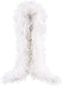 White Chandelle Turkey Feather Boa 2Yard 100g for DIY Craft Home Dancing Wedding Party Halloween Costume Decoration Feather Boa
