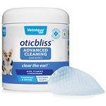 Oticbliss Advanced Cleaning Ear Care Flush and Wipes for Dogs & Cats for Odor Control, Dirt and Wax Removal, with Aloe Vera, Drying Agent & Vitamin E - Clear the Ear (Ear Wipes, Small Wipes)