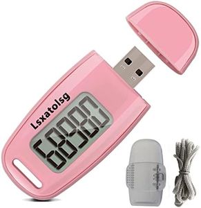 USB Charge Walking 3D Pedometer with Clip and Lanyard, Simple Step Counter with Rechargeable Battery, Accurate Fitness Tracker, Digital Daily Target Monitor with Large Luminous LCD Display(Pink)