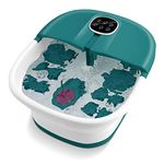 Multigot Foot Spa Massager with Heat Bubbles, Folding Pedicure Footbath with Timer, Temperature Control, Massage Rollers and Grinding Stone, Electric Foot Soaker Tub for Home (Teal Blue)